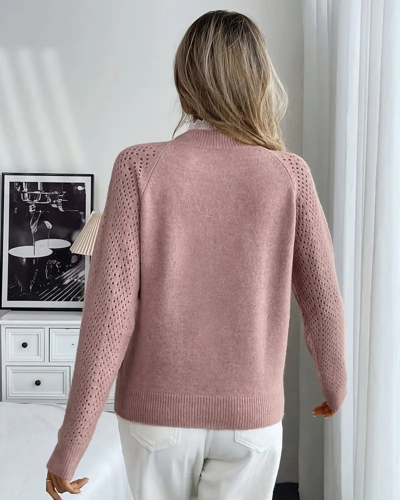Elegant Ruffle Hollow Trim Jumper