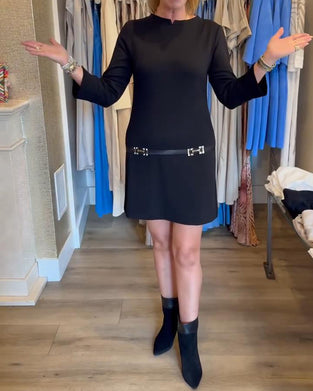 Long-Sleeved Solid Color Straight Dress