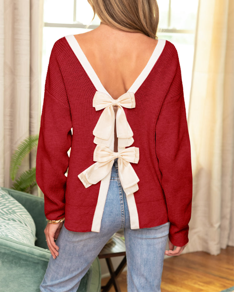 Contrast Color Round Neck Fashionable Jumper