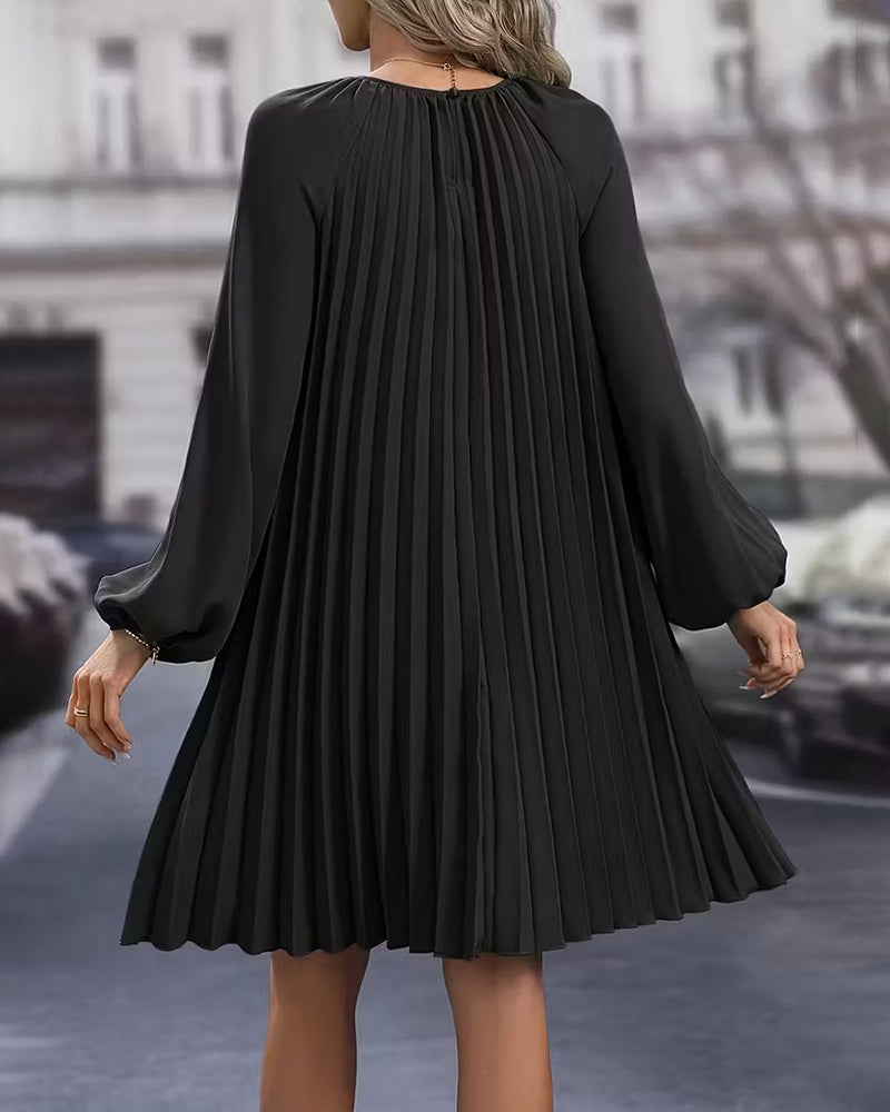 Fashion Solid Color Pleated Dress