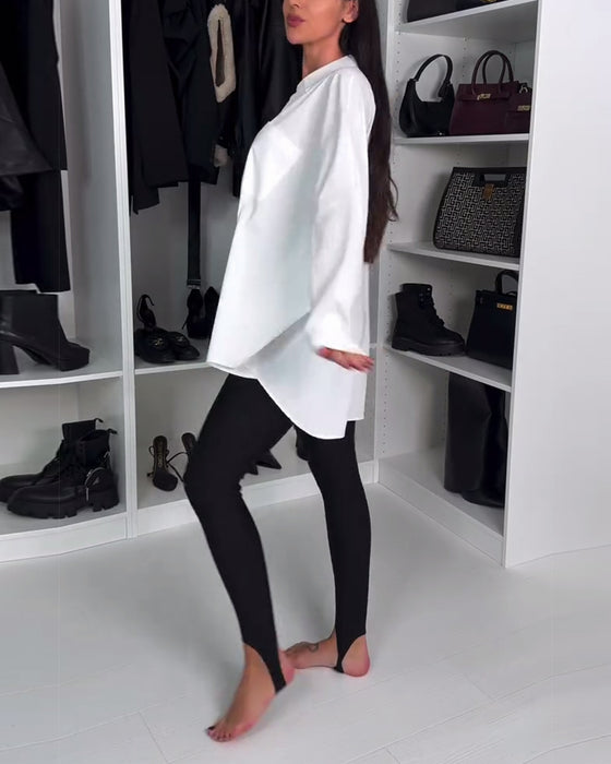 Solid Color Leggings With Ankle Straps