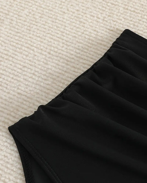 Pleated Solid High Waist Swimwear Bottom