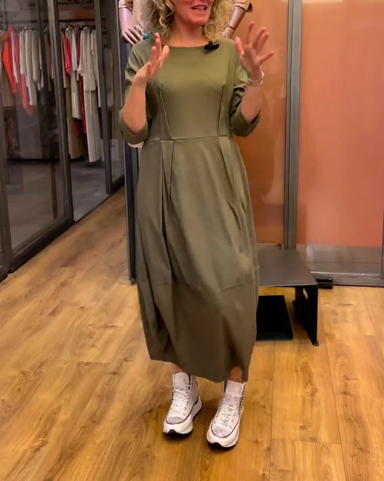 Round Neck 2/3 Sleeve Dress