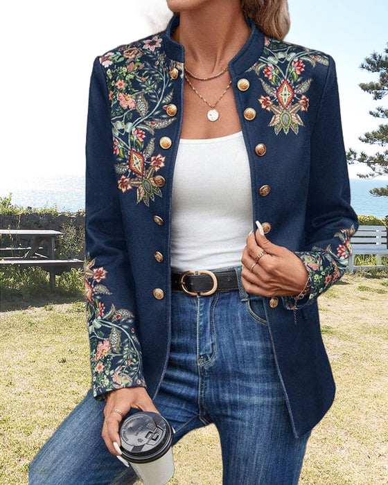 Printed double-breasted blazer