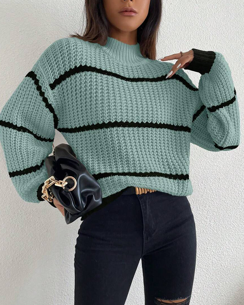 Long-Sleeved Loose Lazy Striped Jumper