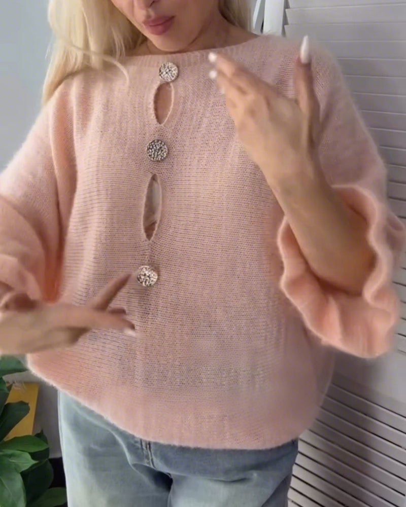 Flare Sleeve Cut Out Elegant Jumper