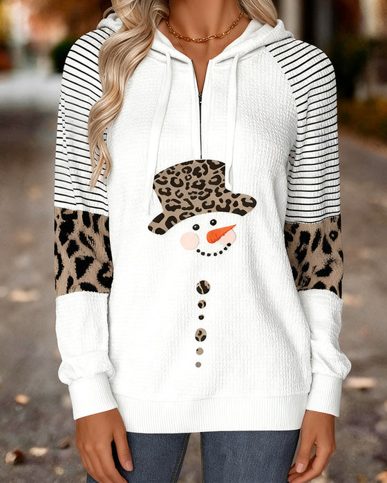 Long-Sleeved Textured Striped Hooded
