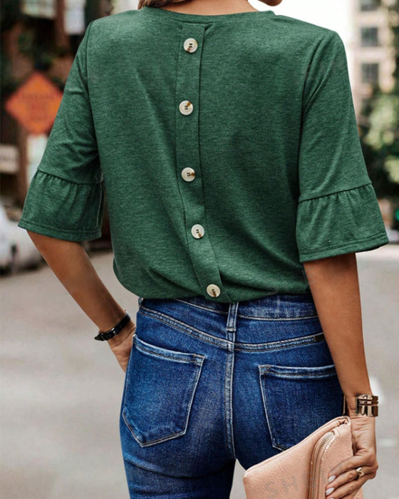 Solid color button back elegant top