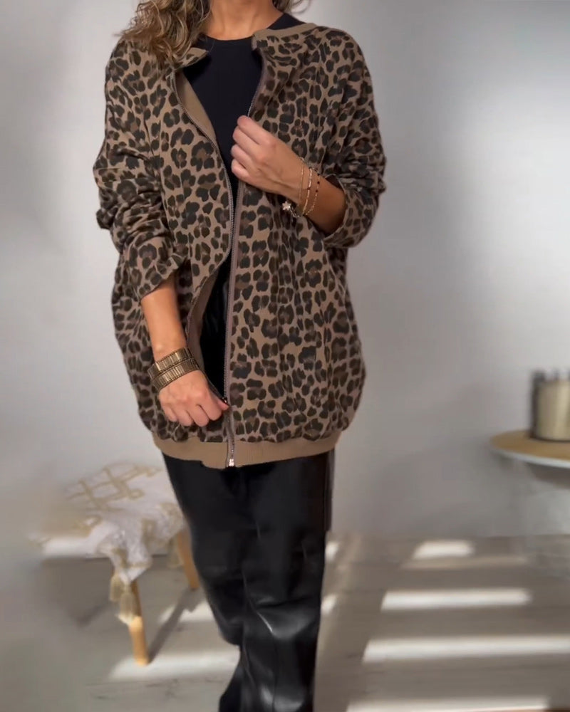 Leopard Print Fashionable Loose Sweatshirt