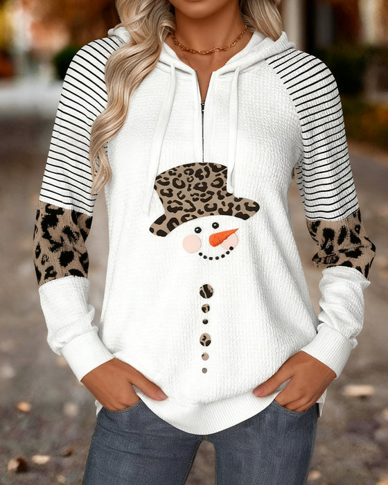 Long-Sleeved Textured Striped Hooded