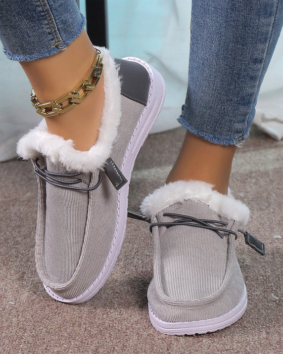 Solid color thick warm cotton shoes