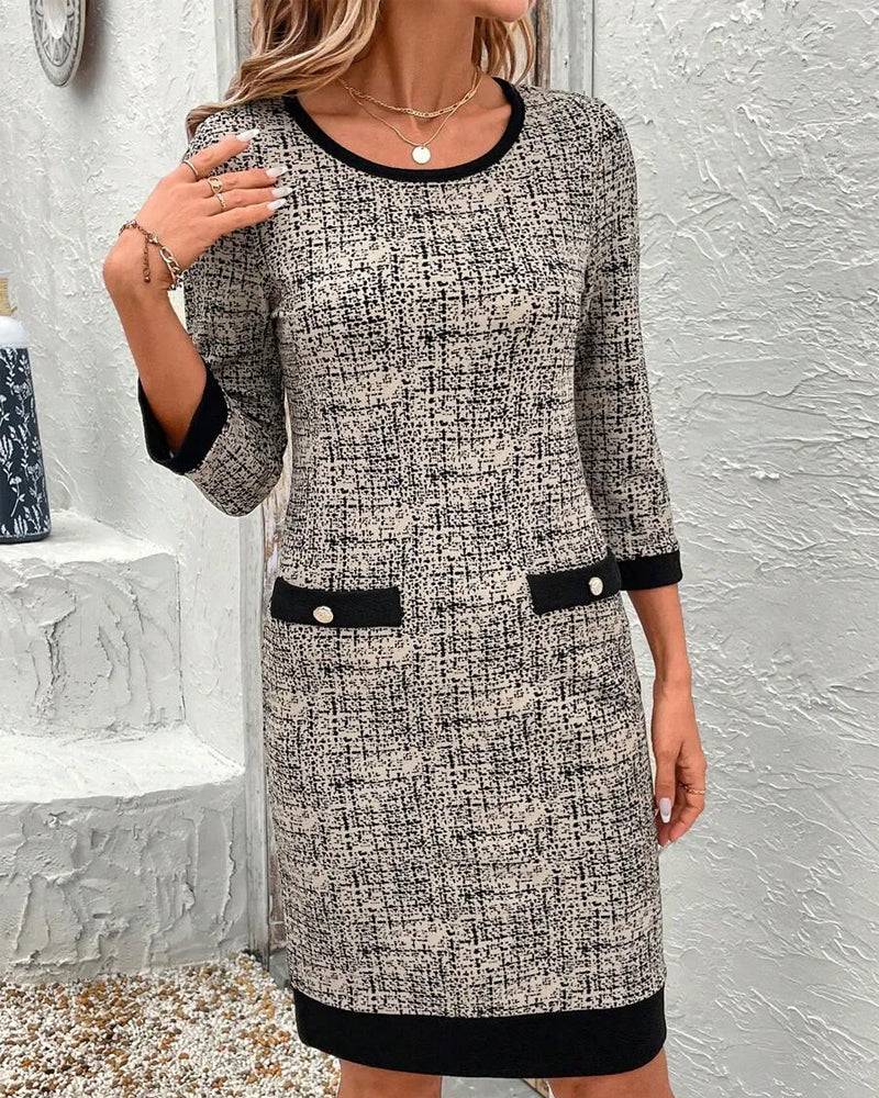 Casual Round Neck Slim Knee-Length Dress