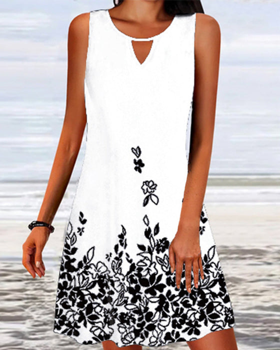 Floral print sleeveless dress