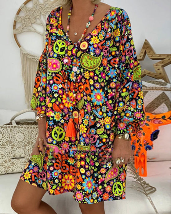 Floral print loose dress