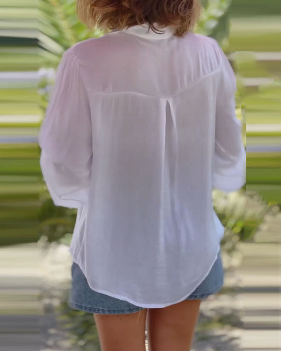 Solid color long sleeve blouse