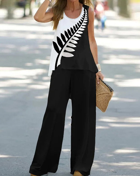 Sleeveless vest and trousers two-piece suit