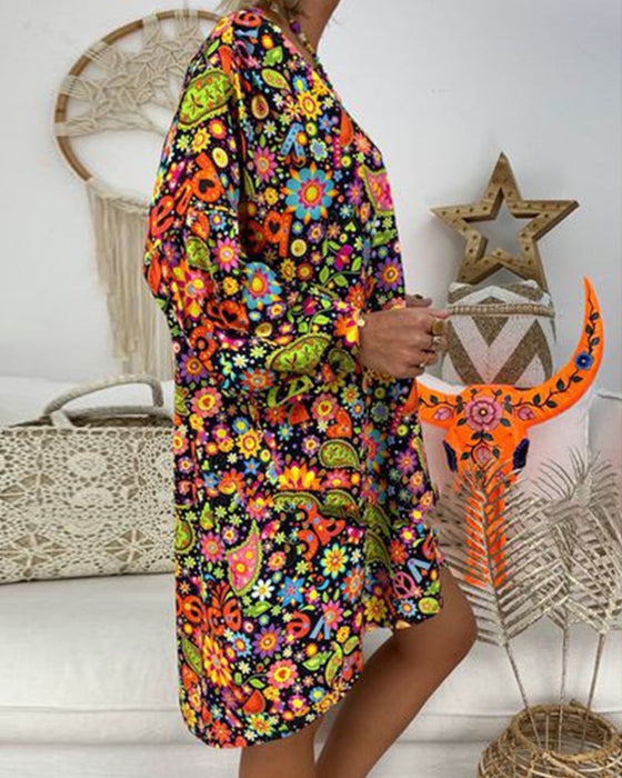 Floral print loose dress