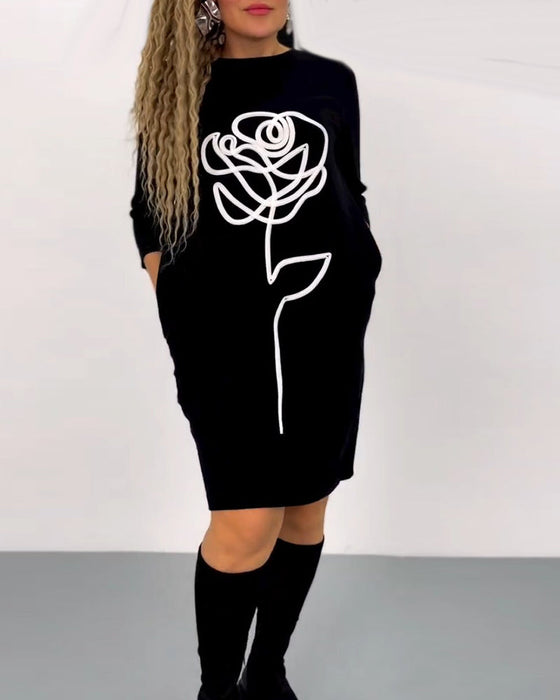 Floral Casual 3/4 Sleeve dress