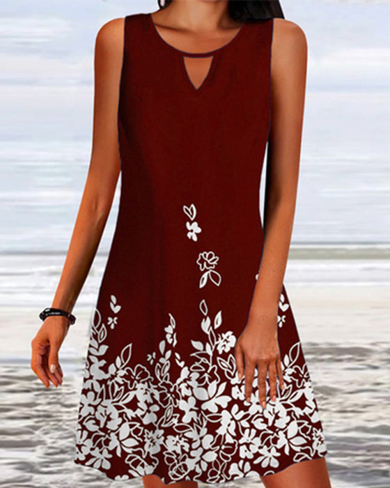 Floral print sleeveless dress