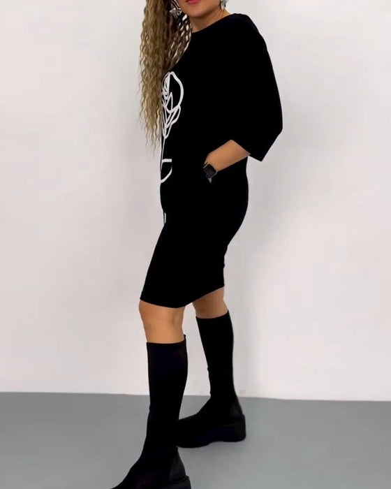 Floral Casual 3/4 Sleeve dress