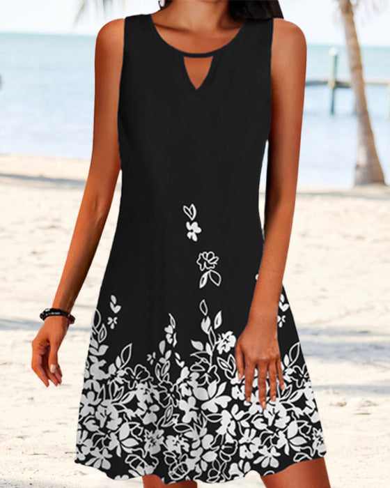 Floral print sleeveless dress