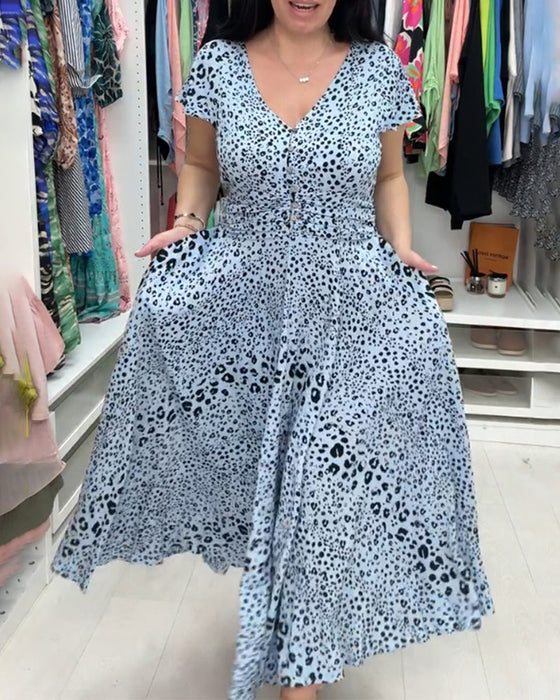 Short Sleeve V-Neck Dress