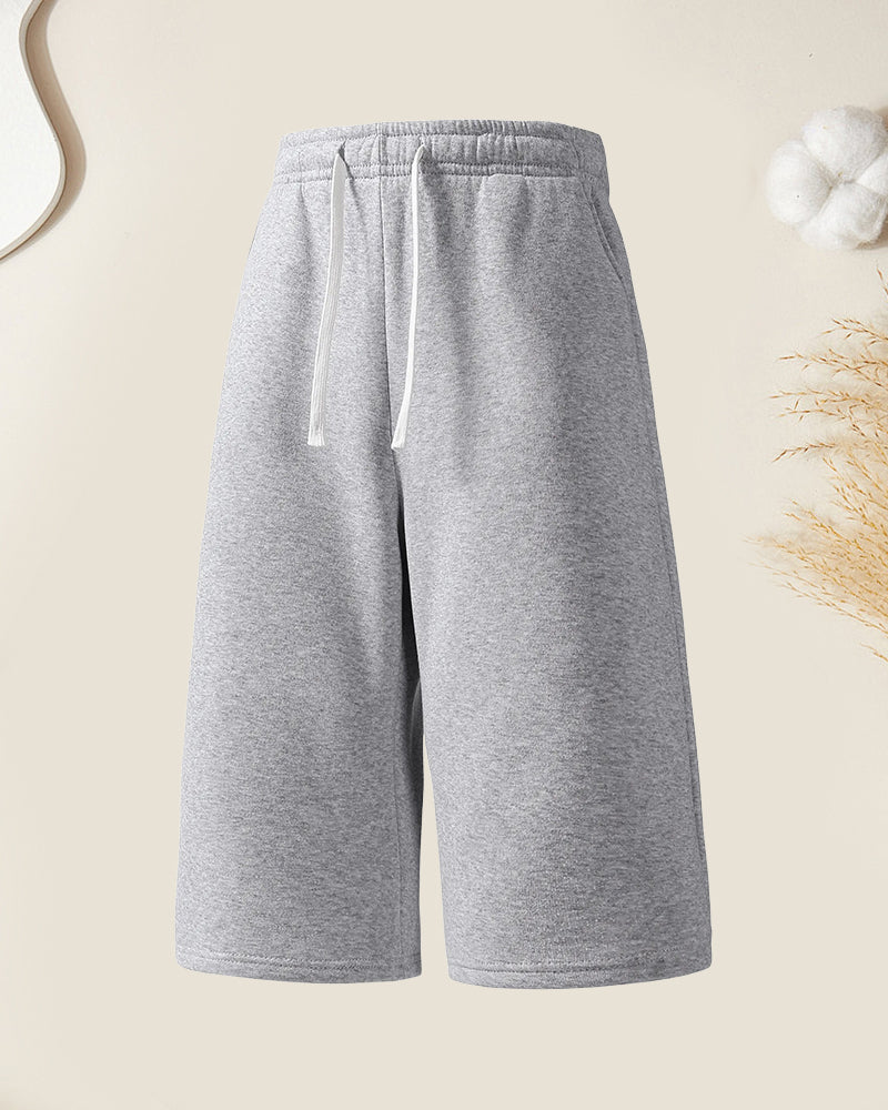 Casual Drawstring Cropped Shorts