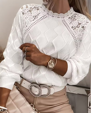 Lace Trim Fashion Patchwork Pullover