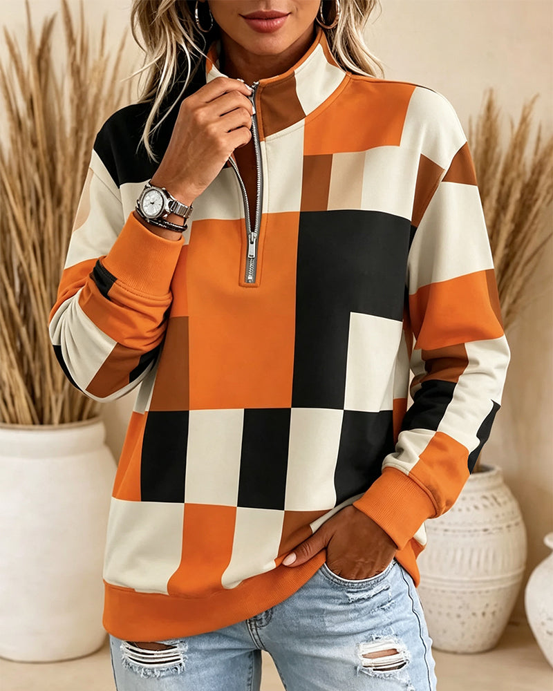 Long Sleeve Stand Collar Sweatshirt