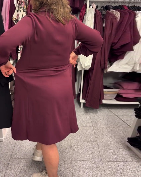 Half-Zip Lapel Swing Dress