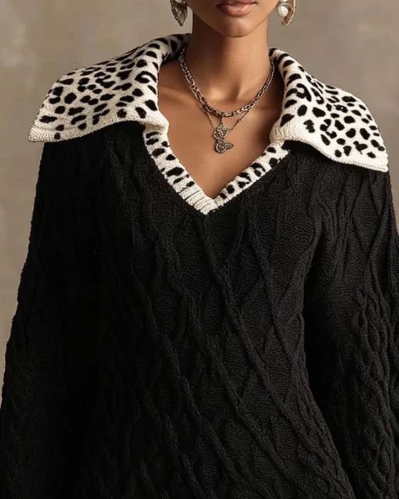 Long Sleeve Lapel Sweater Dress