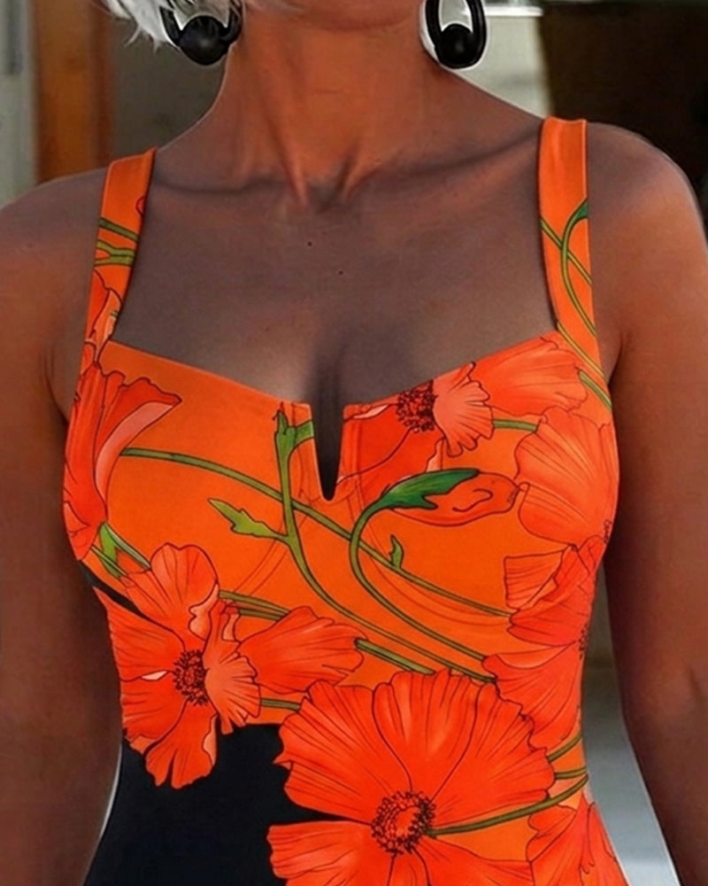 Vacation Square Collar One Piece