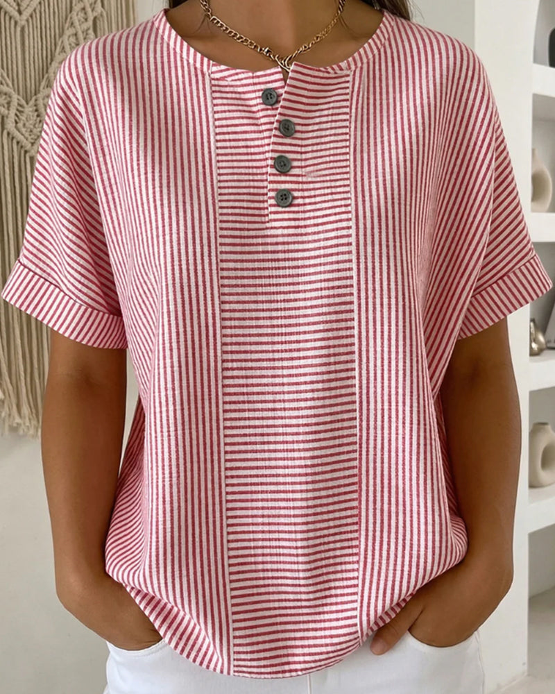 Round Neck Short Sleeve Blouse