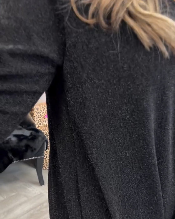 Casual solid color bell sleeve V-neck dress