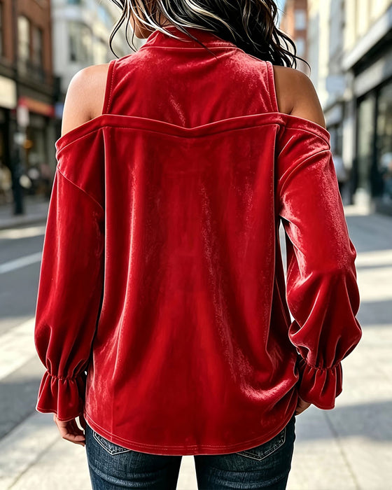 Velvet Bardot Wooden Button Blouse