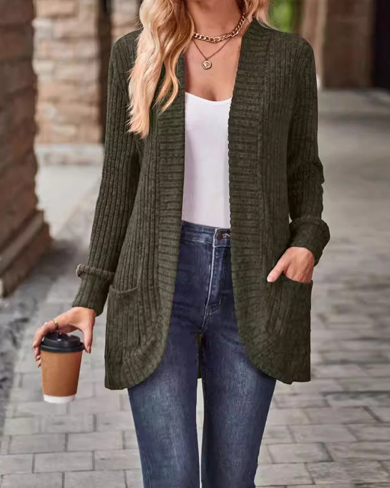 Brushed Casual Long-Sleeve Coat