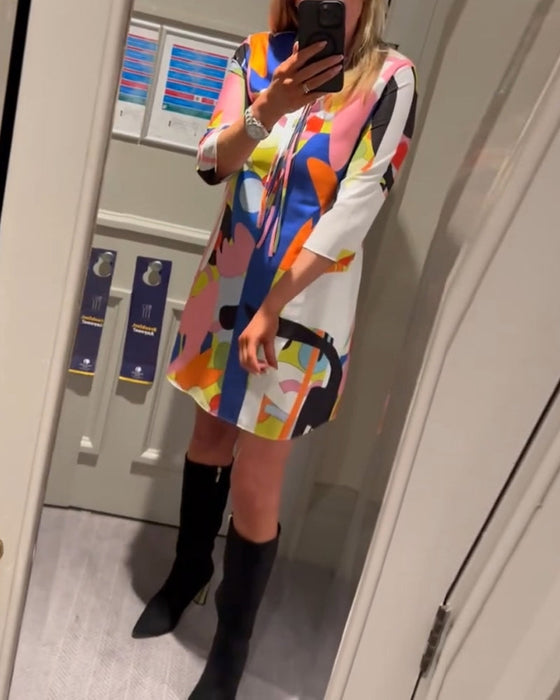 Casual long sleeve printed dress