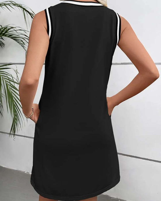 V-Neck Color Block Active Tank Dress