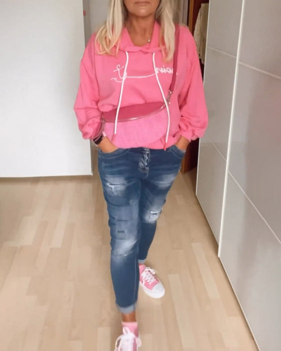 Loose anchor print hoodies