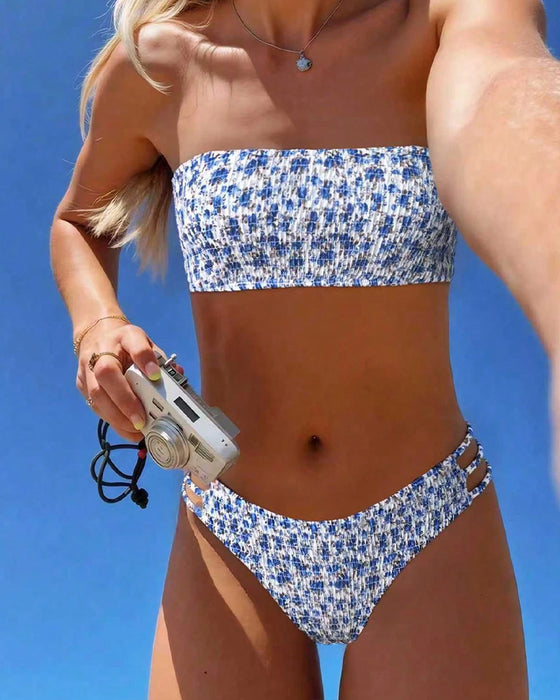 Tiny Floral Print Bandeau Bikini