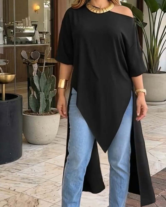 One-Shoulder Asymmetrical Blouse