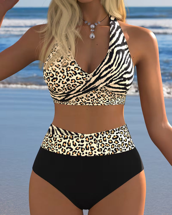 High Waist Leopard Zebra Print Bikini