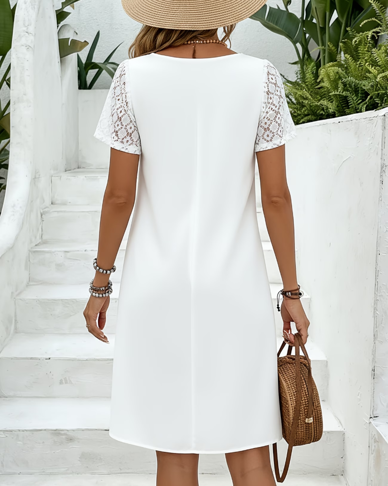 Patchwork Slope Neck Dress