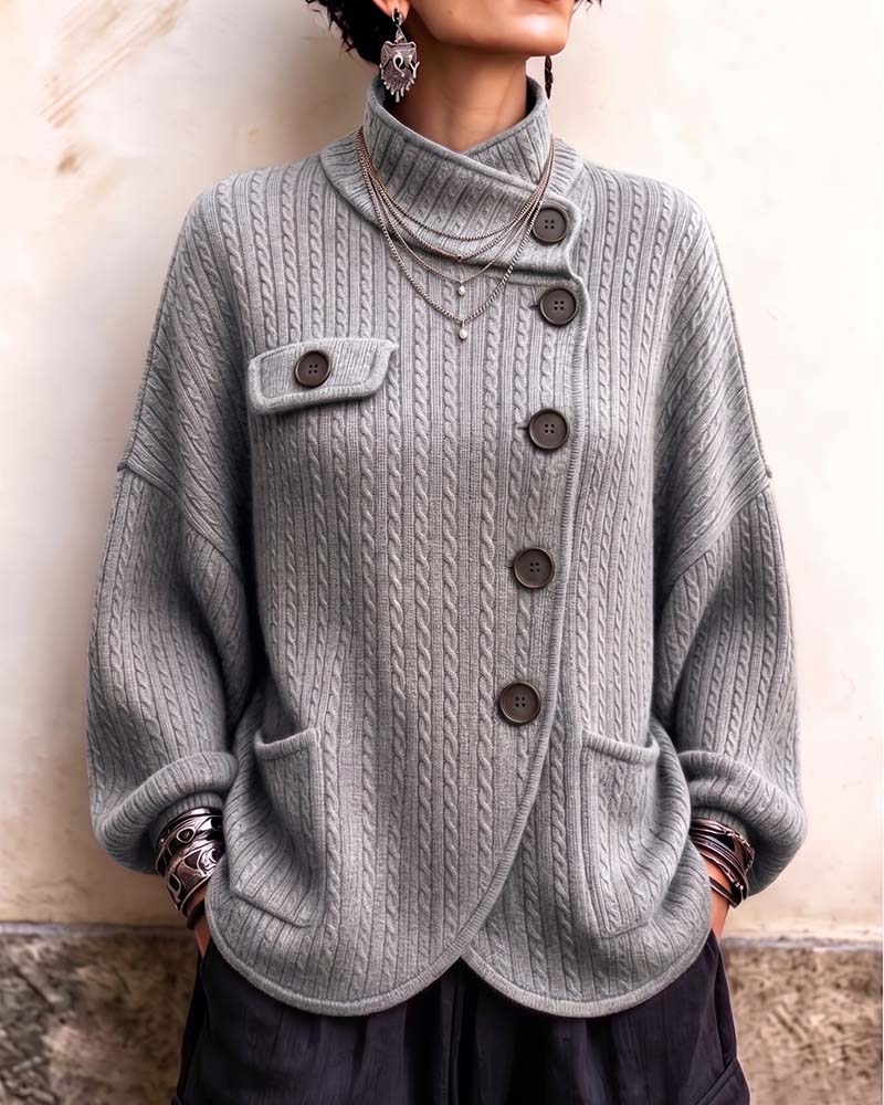Single-Breasted Slit Hem Coat