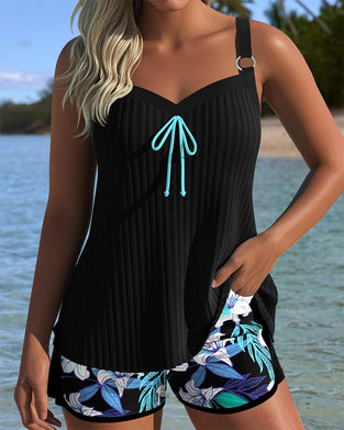 Strapless Printed Beach Shorts Swimsuit