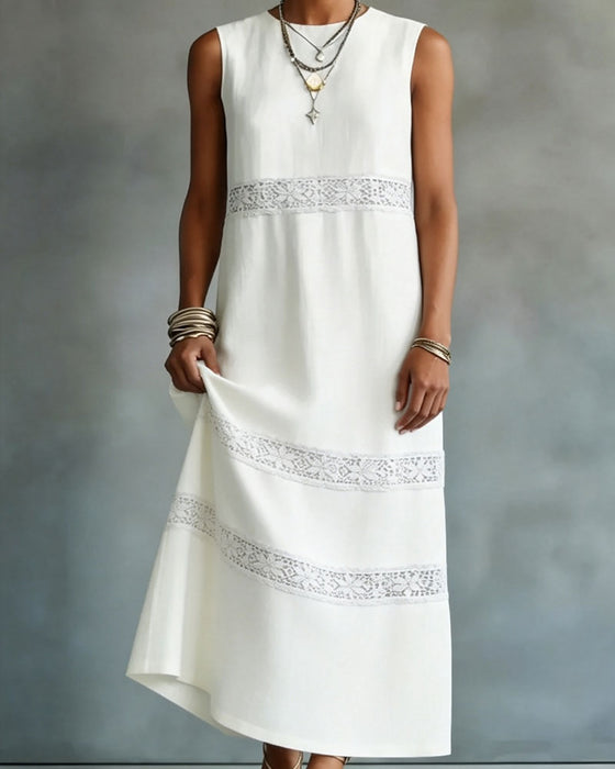 Sleeveless Lace Patchwork Dress