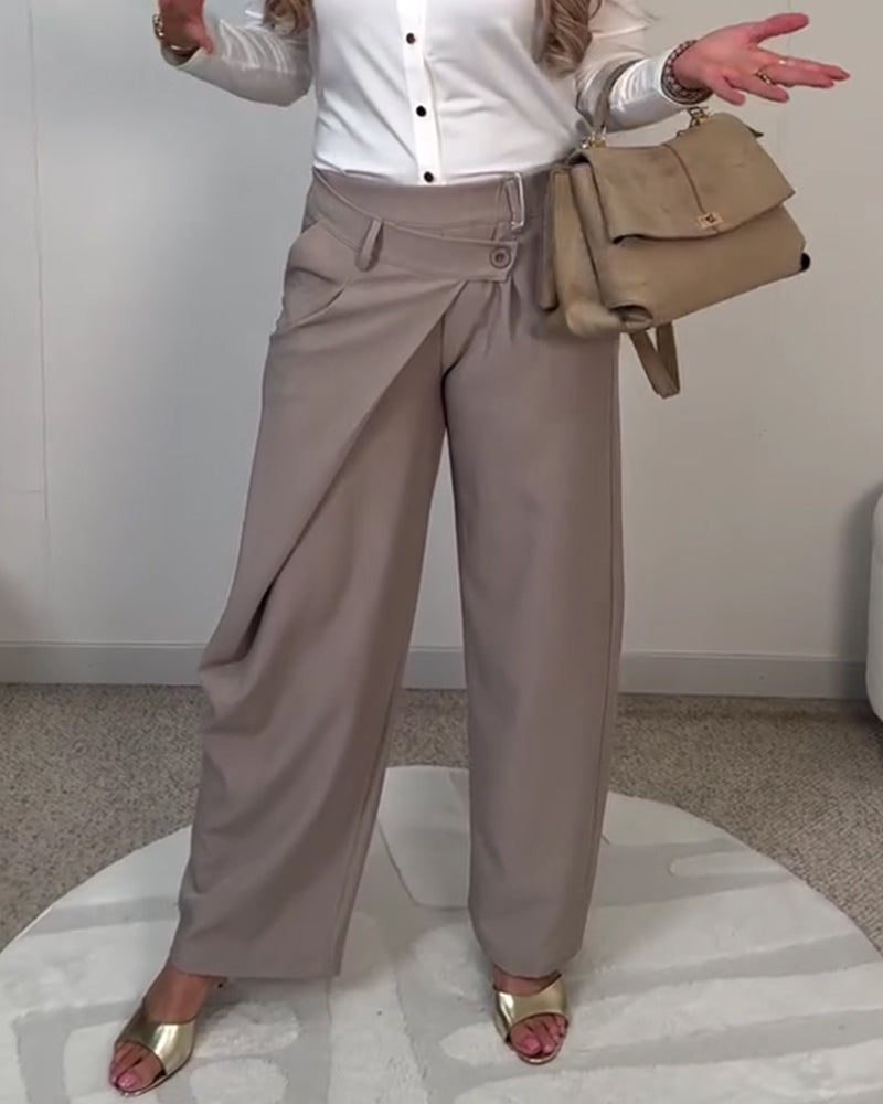 Casual Solid Color Irregular Pants