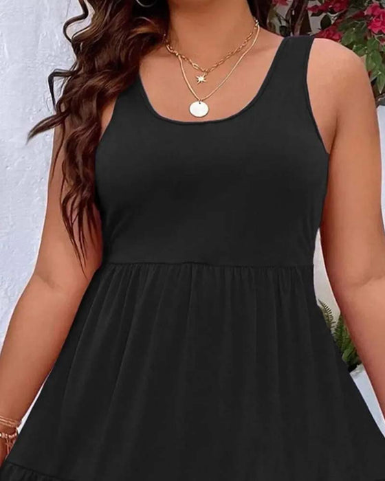 Double Layer Tiered Ruffle Tank Dress
