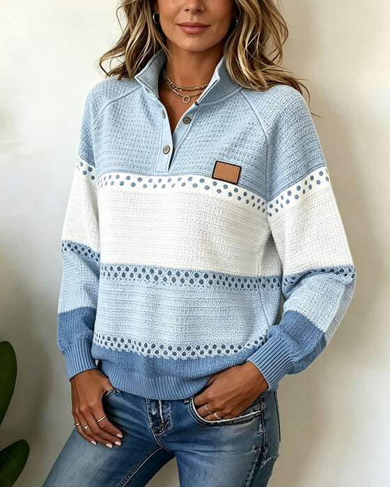 Stand Collar Button Casual Sweatshirts