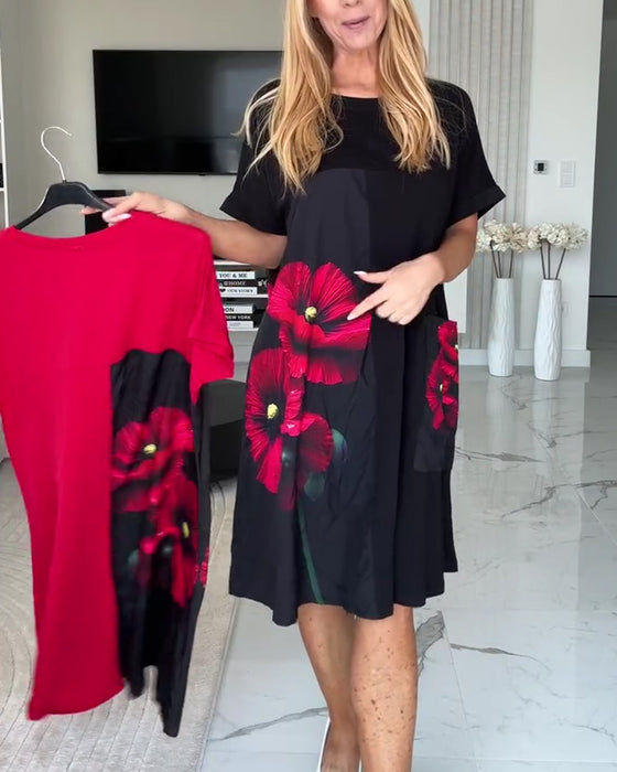 Stylish Floral Short Sleeve Dress